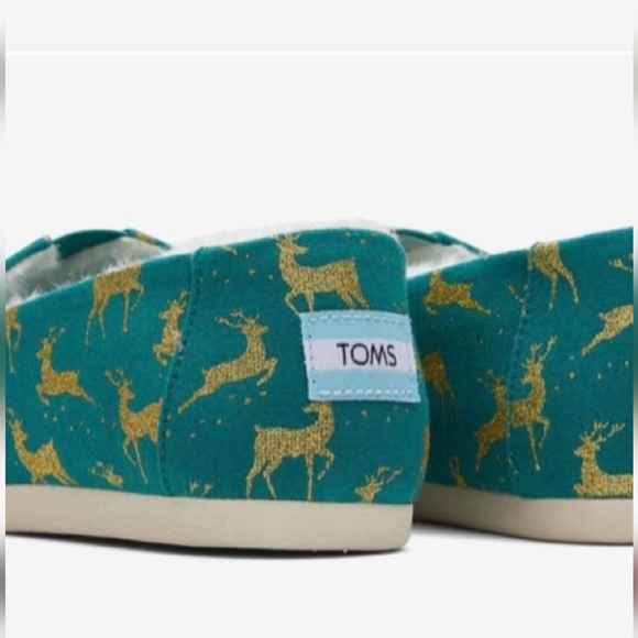 Christmas👣TOM'S 💛ALPARGATA Glitter Reindeer Sherpa Lined Espadrilles - Picture 3 of 12